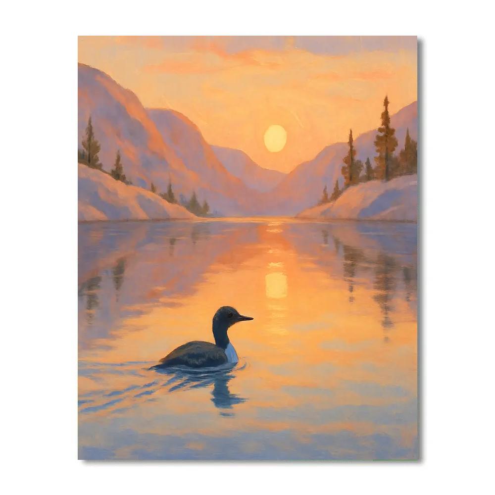 Apricot Sunrise Over The Mirror Quiet Basin DIY paint by numbers