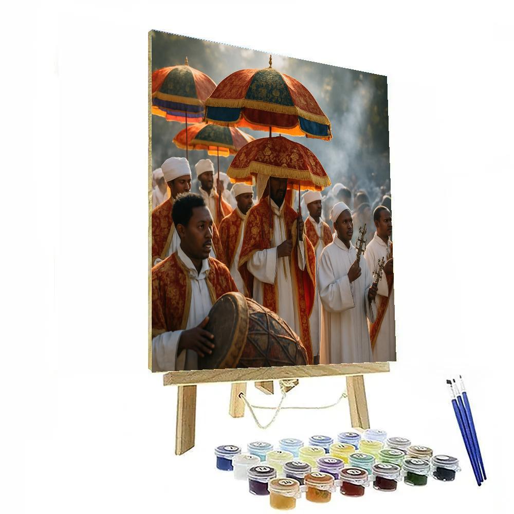 Timkat Epiphany Procession At Fasilides Bath Gondar Numbered painting kits