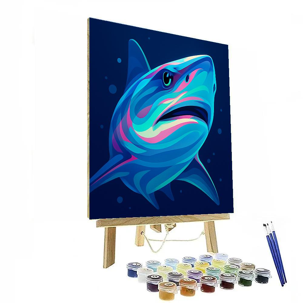 Neon Reef Shark Number painting