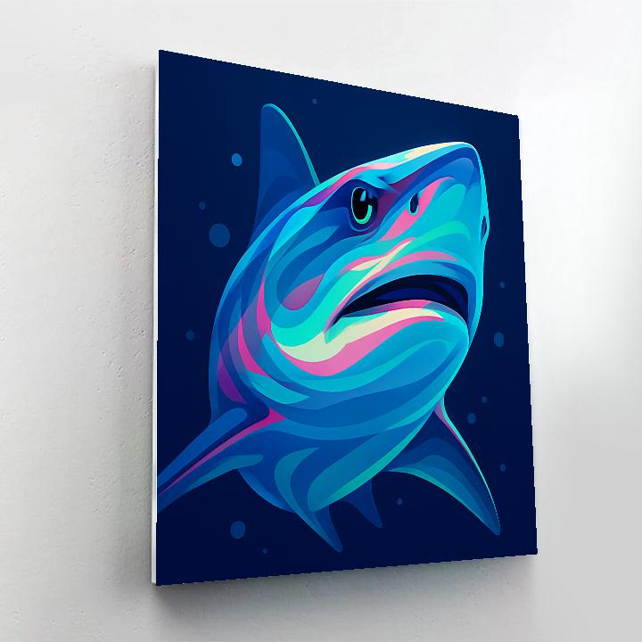 Neon Reef Shark Number painting
