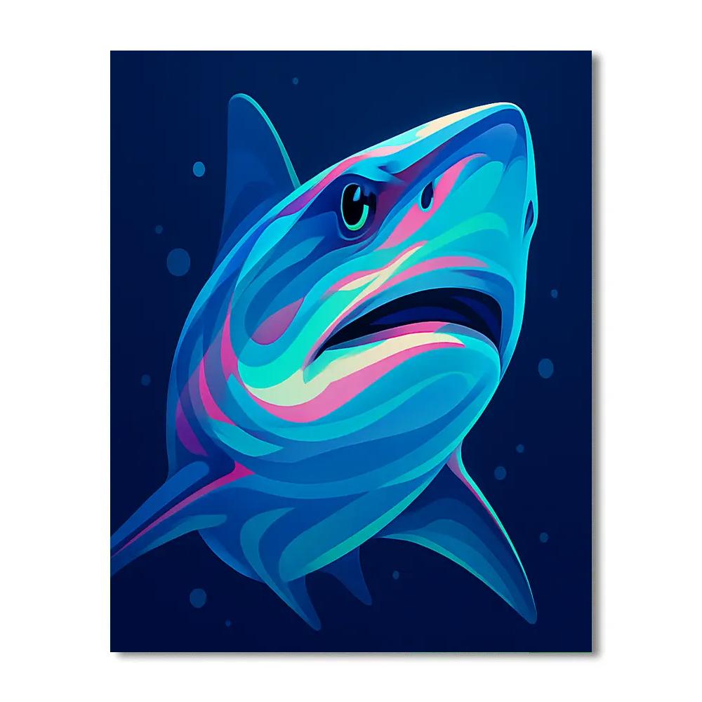 Neon Reef Shark Number painting