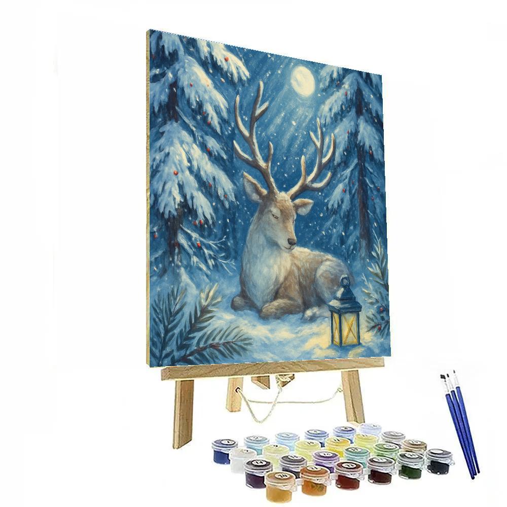 Reindeer Resting In Pine Cathedral Painting by numbers kit