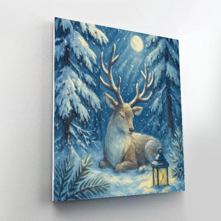 Reindeer Resting In Pine Cathedral Painting by numbers kit