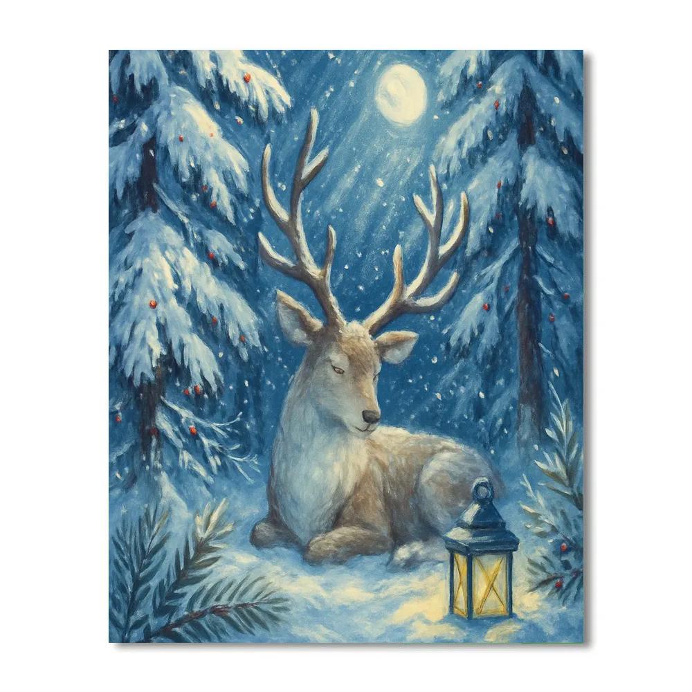 Reindeer Resting In Pine Cathedral Painting by numbers kit