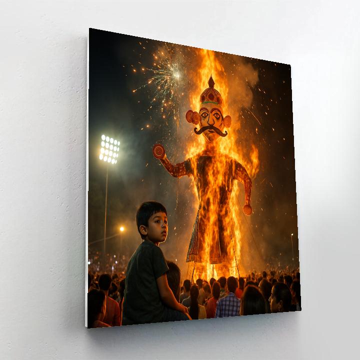Dussehra Ravana Effigy Burning At Ramleela Ground Delhi paint by color