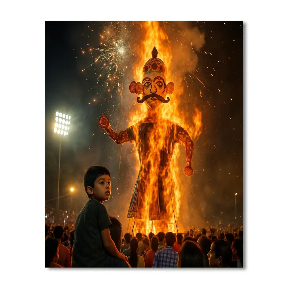 Dussehra Ravana Effigy Burning At Ramleela Ground Delhi paint by color