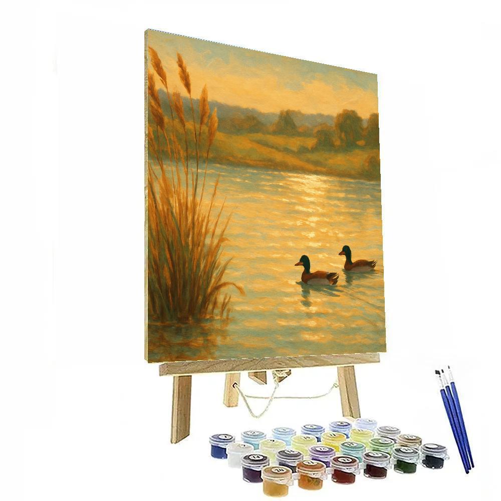 Golden Reed Shore At Late Summer Calm DIY paint by numbers