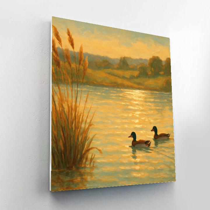 Golden Reed Shore At Late Summer Calm DIY paint by numbers