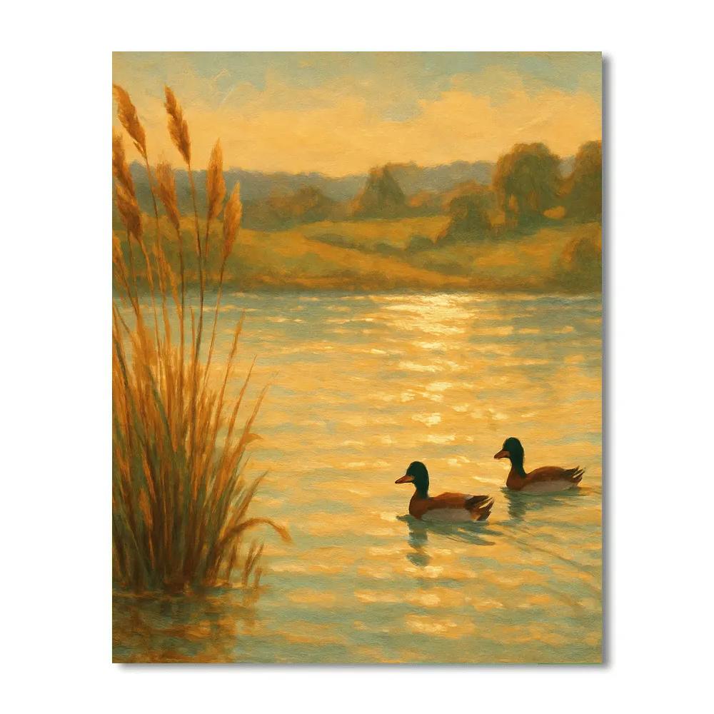 Golden Reed Shore At Late Summer Calm DIY paint by numbers