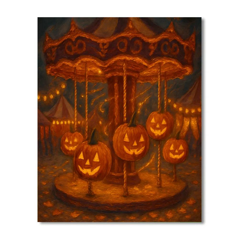 The Carousel Of Jack O Lanterns Numbered painting kits