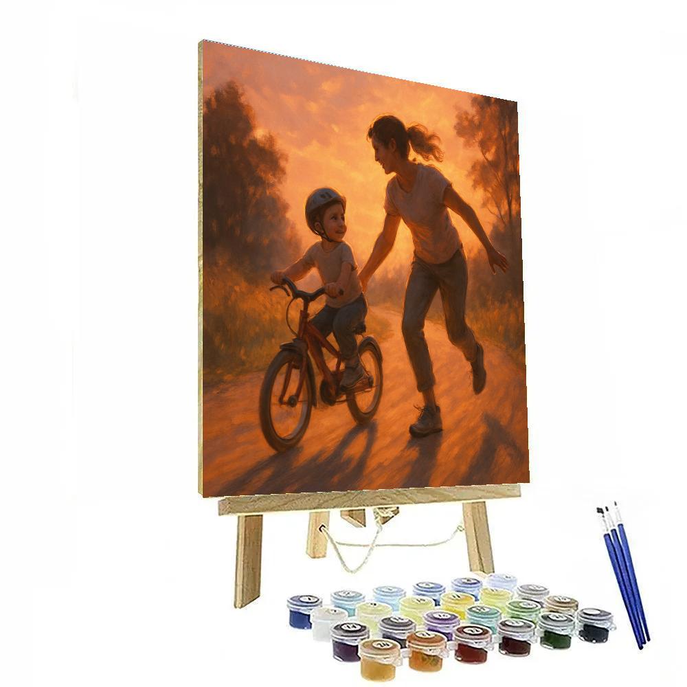 Sunset Bike Lesson With Mothers Steady Hand paint by number
