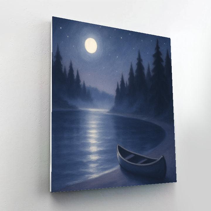 Moonlit Bay With Silent Pines And Silver Path paint by number