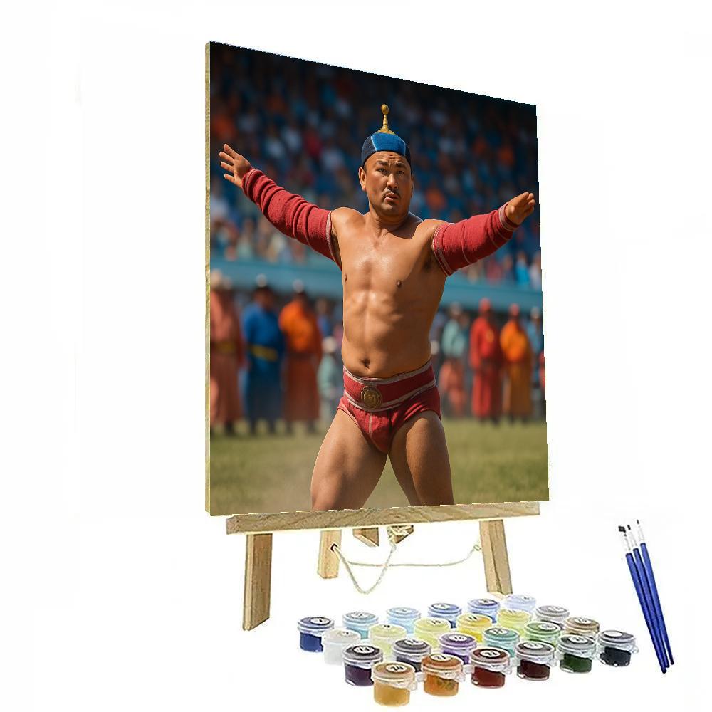 Naadam Festival Wrestling Champion In Ulaanbaatar Stadium Paint by numbers kits