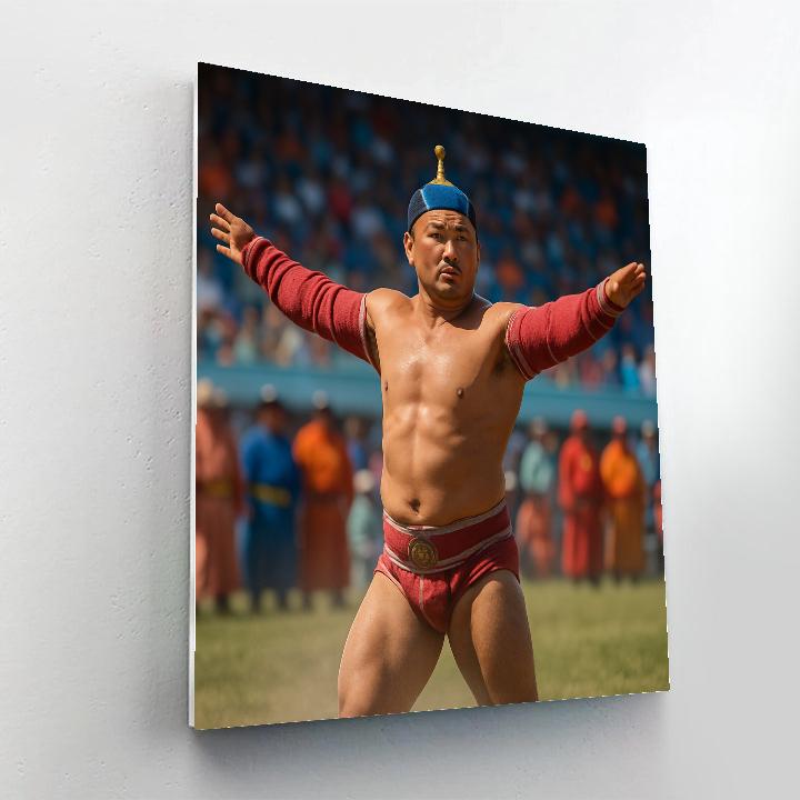 Naadam Festival Wrestling Champion In Ulaanbaatar Stadium Paint by numbers kits