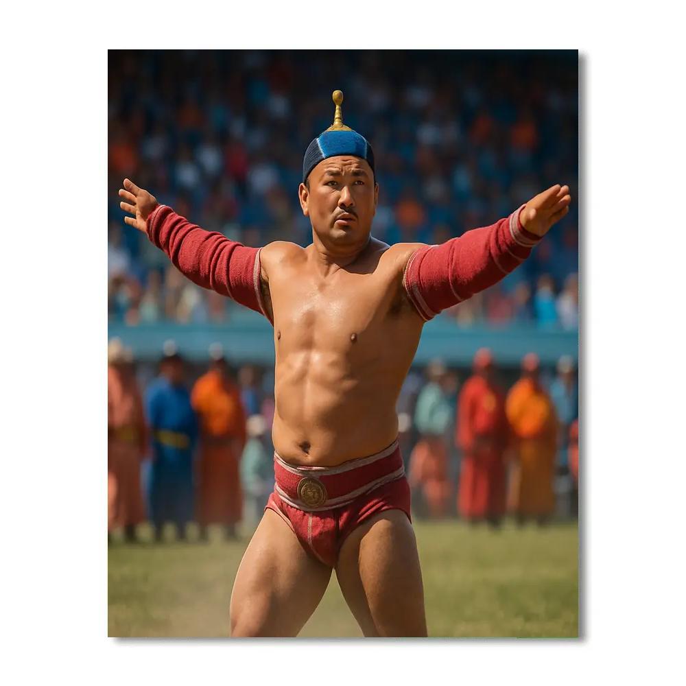 Naadam Festival Wrestling Champion In Ulaanbaatar Stadium Paint by numbers kits
