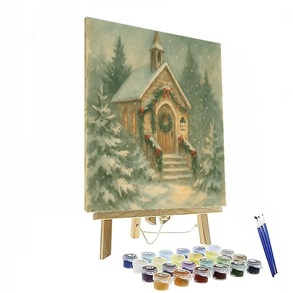Quiet Chapel With Wreathlit Steps Paint by numbers art
