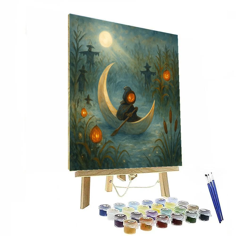 Moonboat Ride Through The Enchanted Cornfield painting number kit