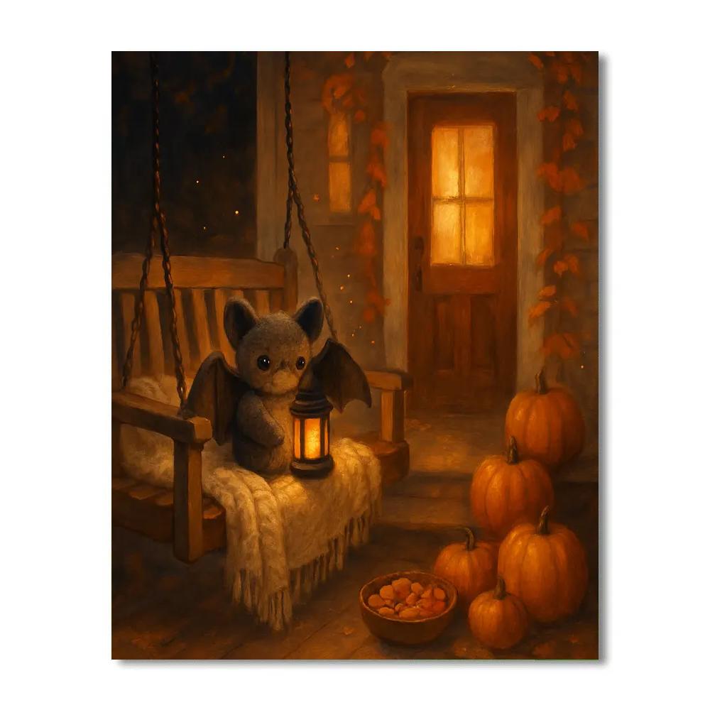 Porch Swing Under The Candlelit Bat Lanterns Numbered painting kits
