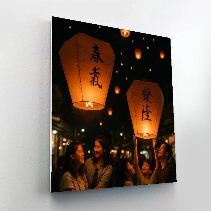 Lantern Festival Sky Lantern Release In Pingxi Taiwan Numbered painting kits