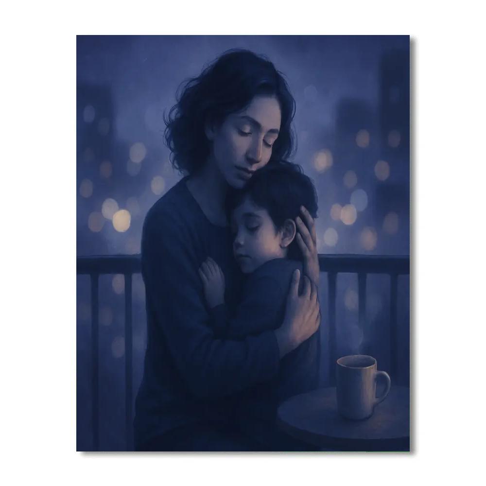 Moonlit Balcony Hug After A Long Day paint by number