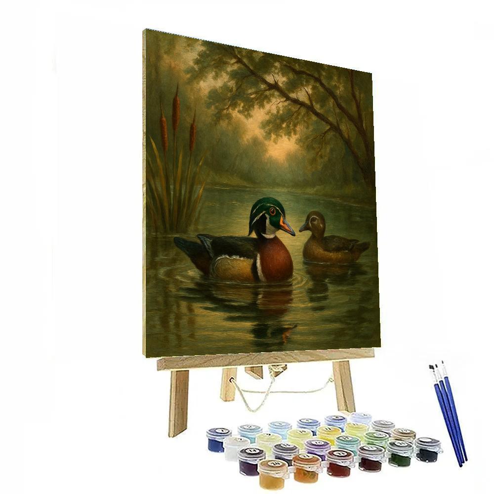 Hidden Hollow Wood Ducks On Mirror Pond paint by numbers