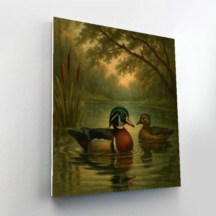Hidden Hollow Wood Ducks On Mirror Pond paint by numbers