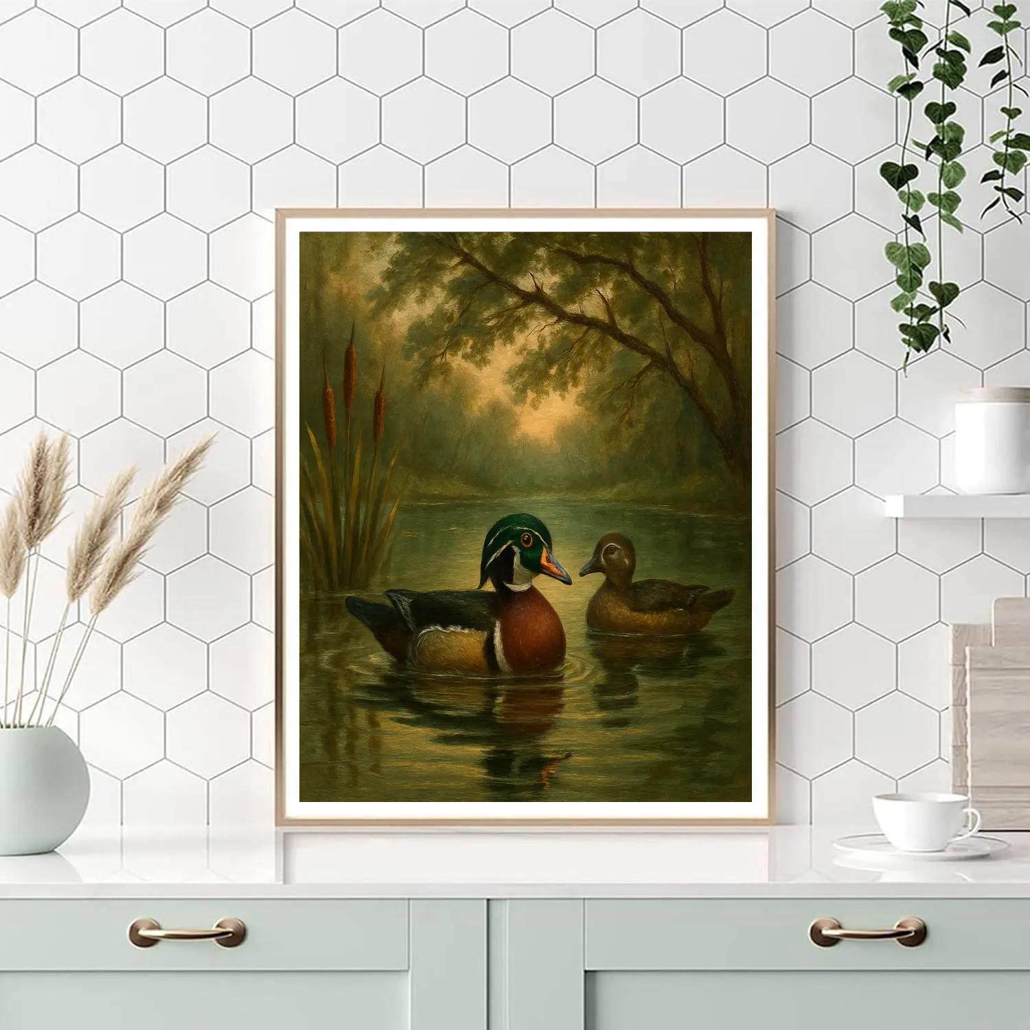 Hidden Hollow Wood Ducks On Mirror Pond paint by numbers