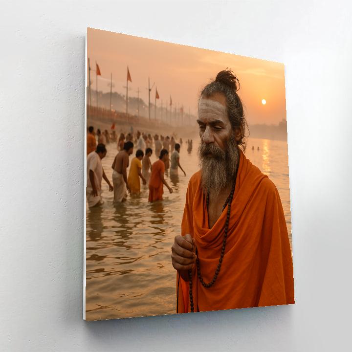 Kumbh Mela Morning Dip At Triveni Sangam Prayagraj Number painting