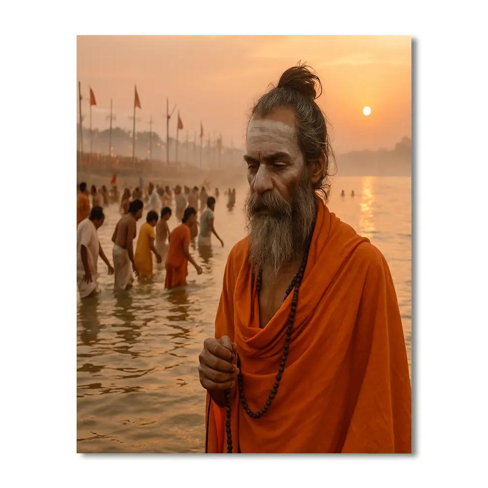 Kumbh Mela Morning Dip At Triveni Sangam Prayagraj Number painting