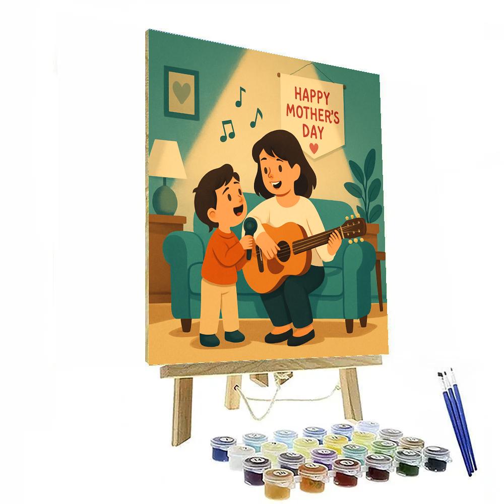 First Concert At Home With Mother And Child Duet paint by color