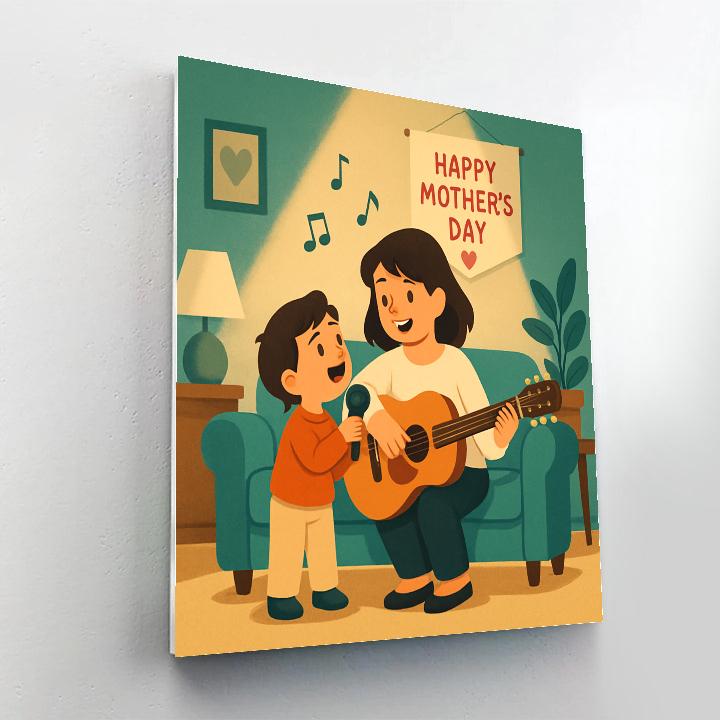 First Concert At Home With Mother And Child Duet paint by color