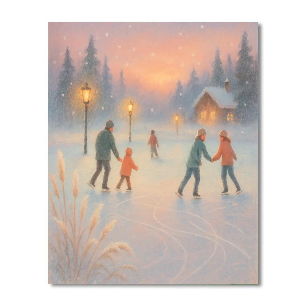 Ice Skaters On Lantern Lake paint by numbers
