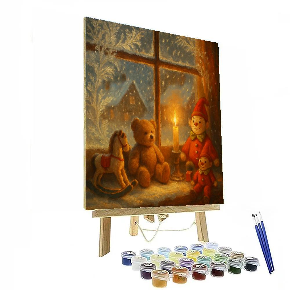 Toy Workshop Window In Snowstorm DIY paint by numbers