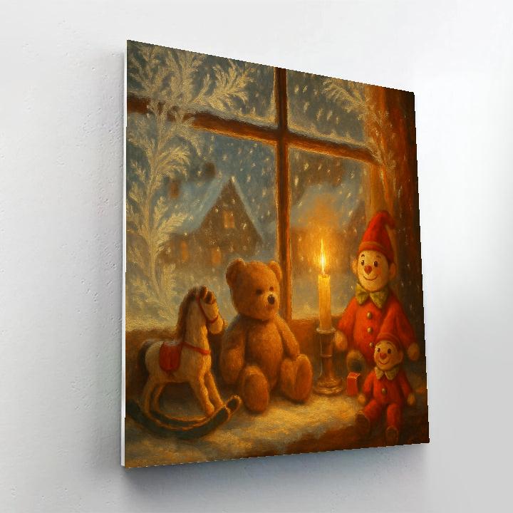 Toy Workshop Window In Snowstorm DIY paint by numbers