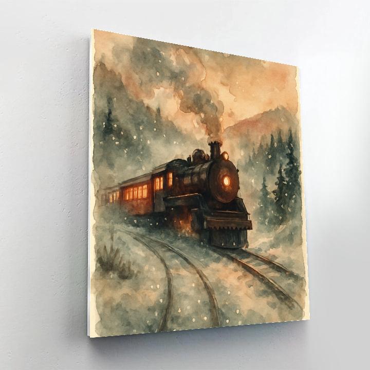 Christmas Train Through Frosted Valley painting number kit