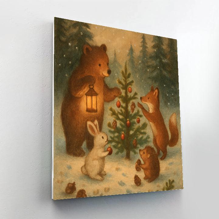 Woodland Animals Decorating A Tree Paint by numbers art