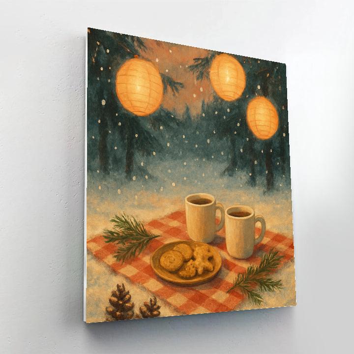 Winter Picnic Under Paper Lanterns Painting by numbers kit