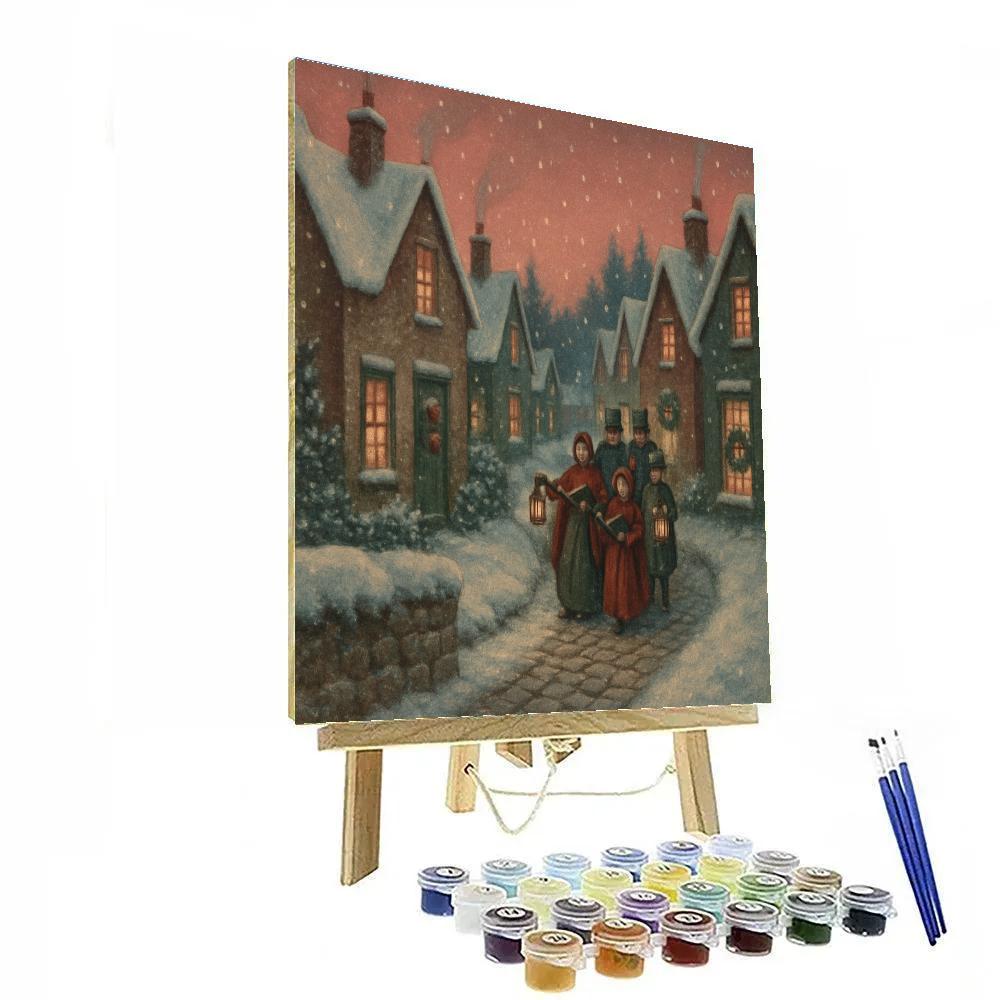 Village Rooftops With Caroling Path paint by numbers