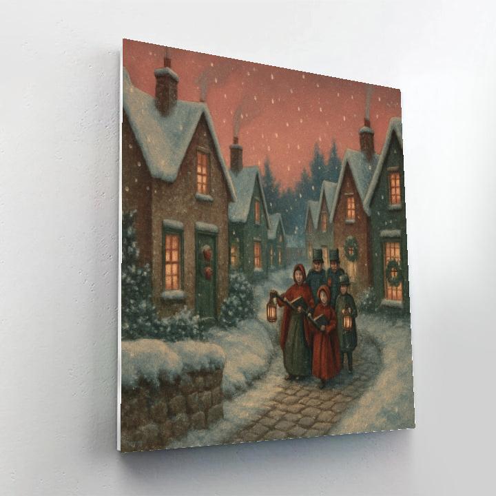 Village Rooftops With Caroling Path paint by numbers