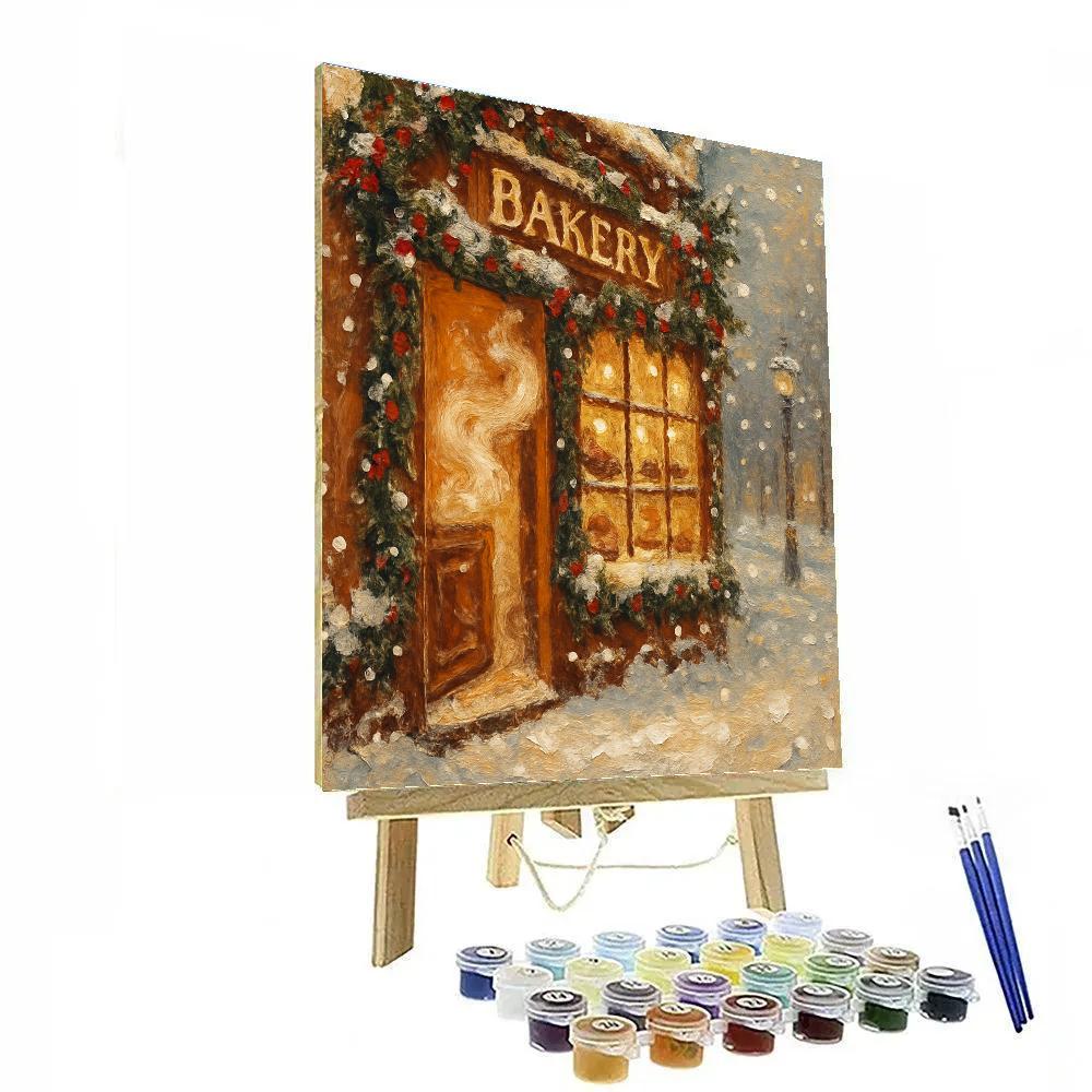Cinnamon Bakery On Snowy Corner paint by number