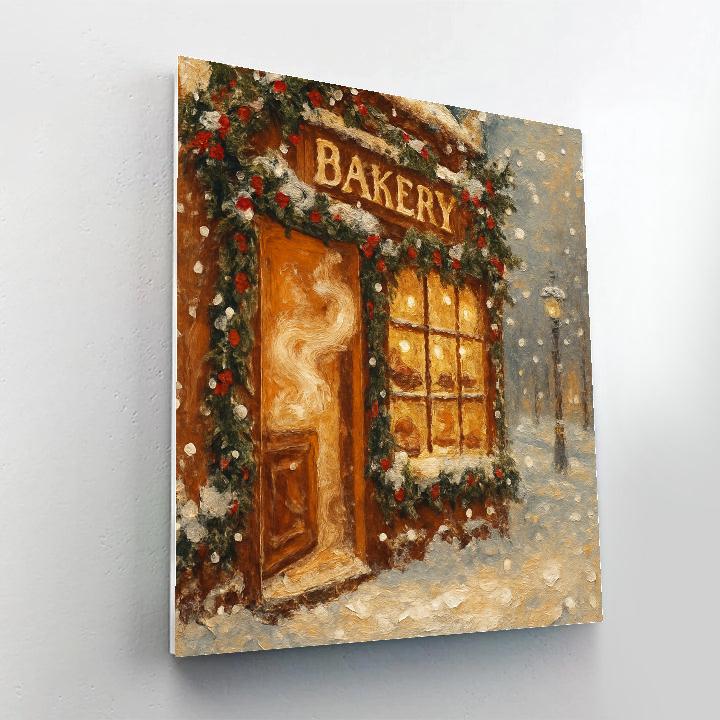 Cinnamon Bakery On Snowy Corner paint by number