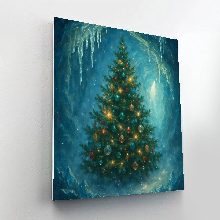 Christmas Tree In Crystal Ice Cave paint by number