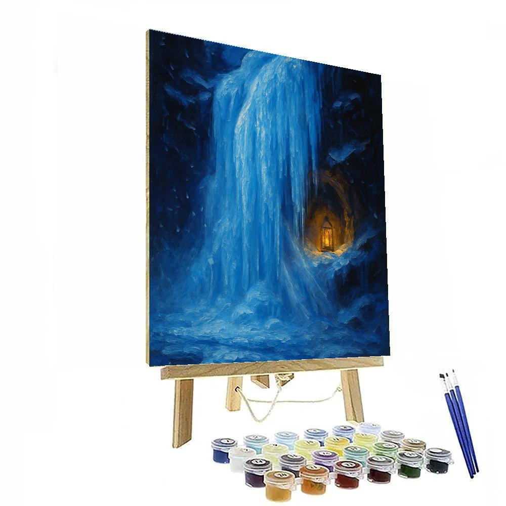 Frozen Waterfall With Hidden Lantern Nook DIY paint by numbers