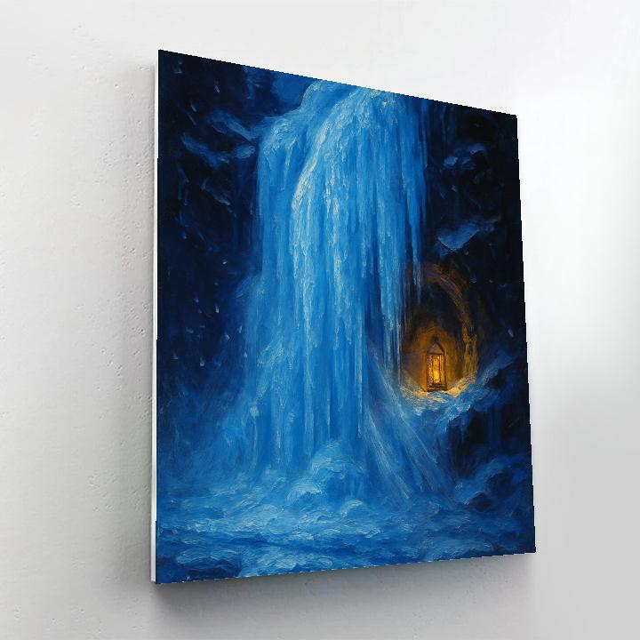 Frozen Waterfall With Hidden Lantern Nook DIY paint by numbers