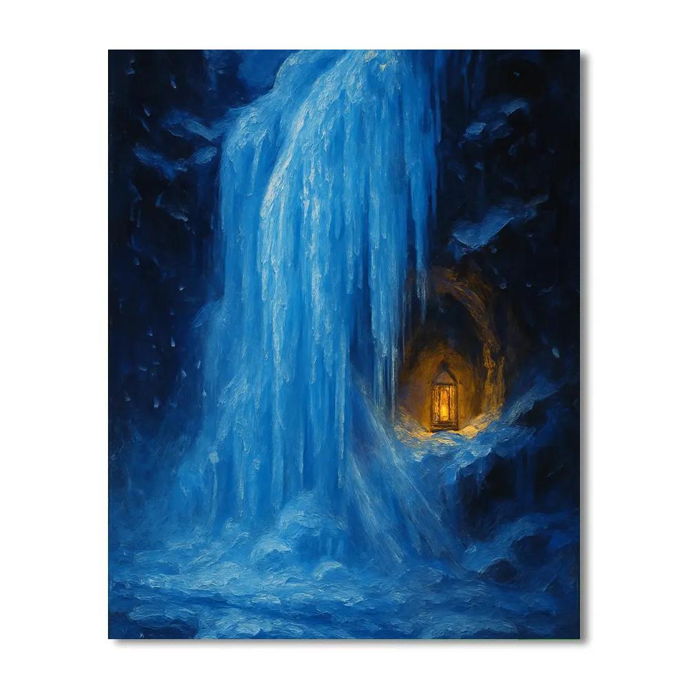 Frozen Waterfall With Hidden Lantern Nook DIY paint by numbers