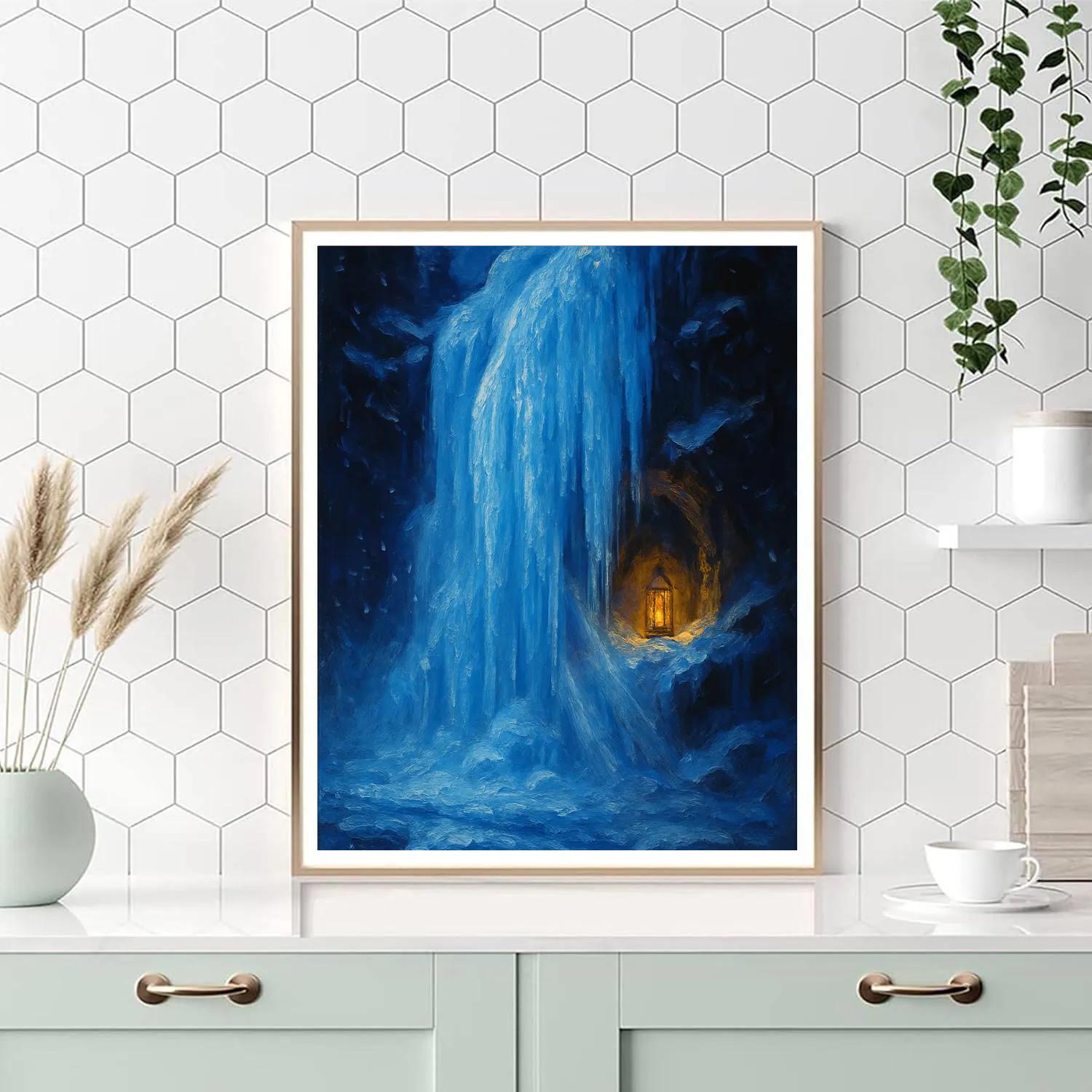 Frozen Waterfall With Hidden Lantern Nook DIY paint by numbers