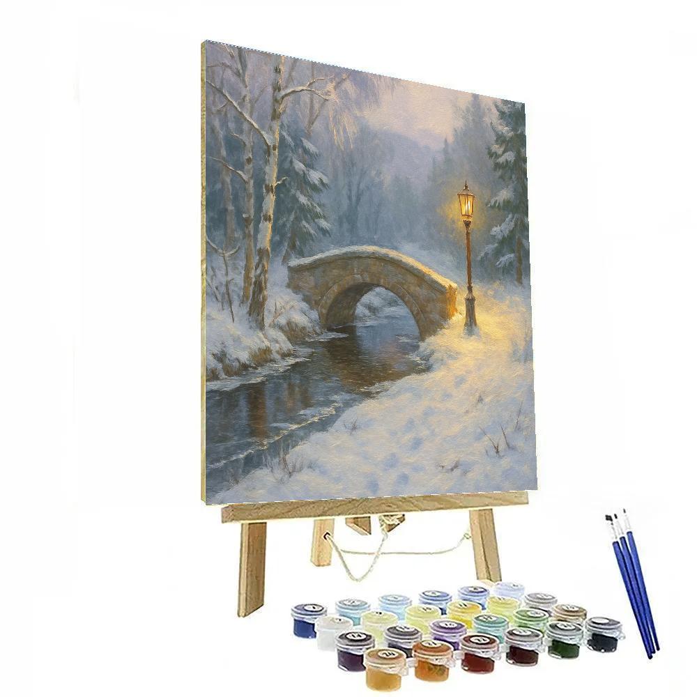 Lantern Bridge Over The Winter Brook DIY paint by numbers