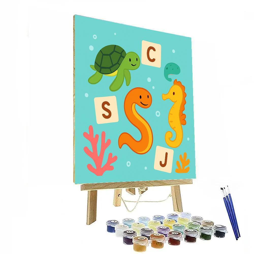 Coral Reef Alphabet Parade DIY paint by numbers