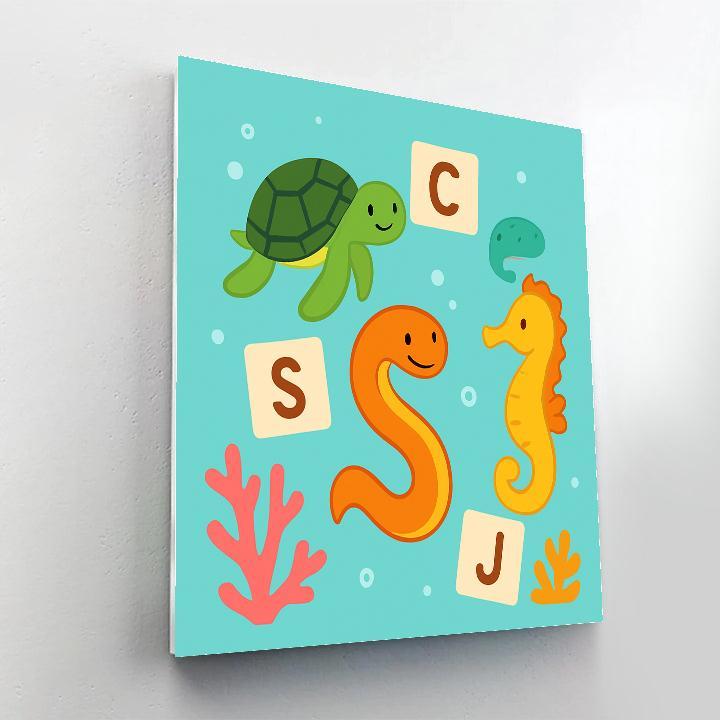 Coral Reef Alphabet Parade DIY paint by numbers