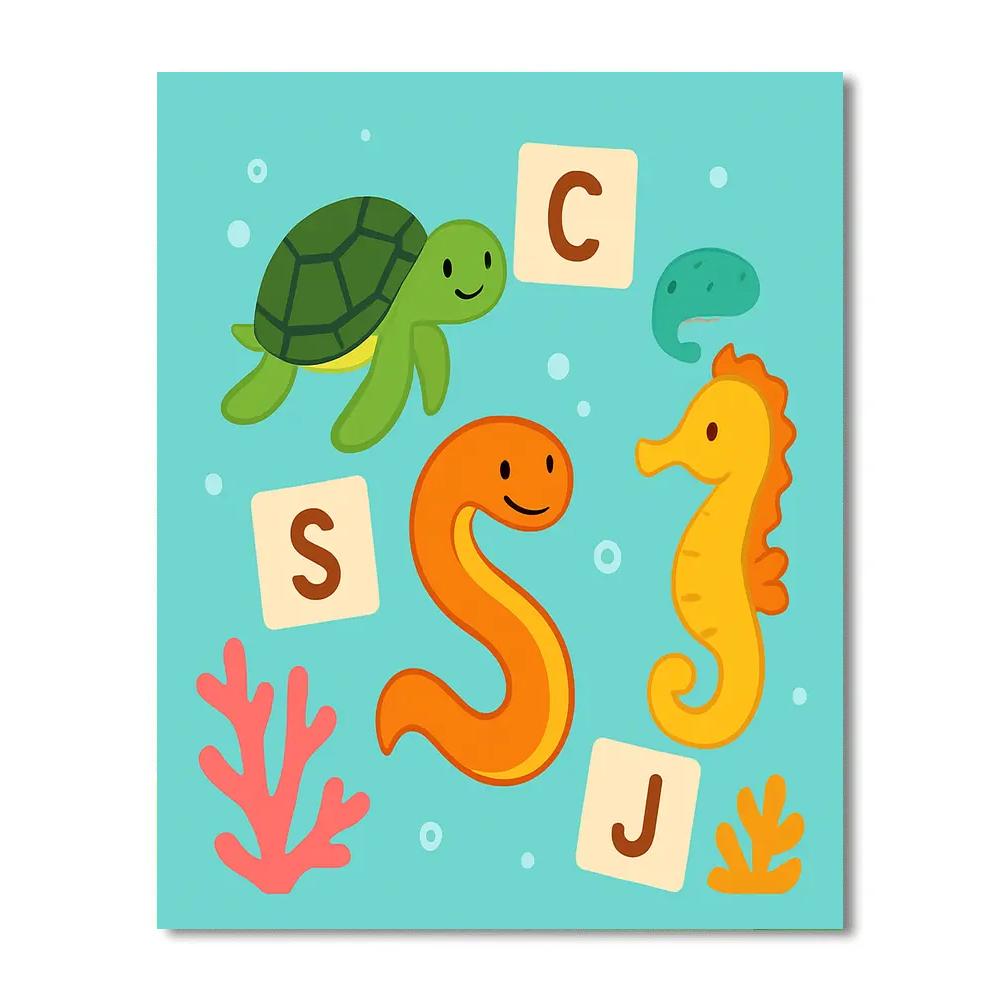 Coral Reef Alphabet Parade DIY paint by numbers